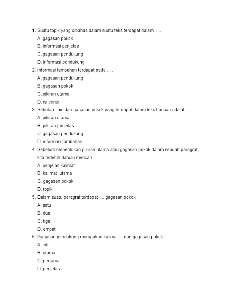 Menguasai Gagasan Pokok: Panduan Latihan Soal untuk Siswa Kelas 4