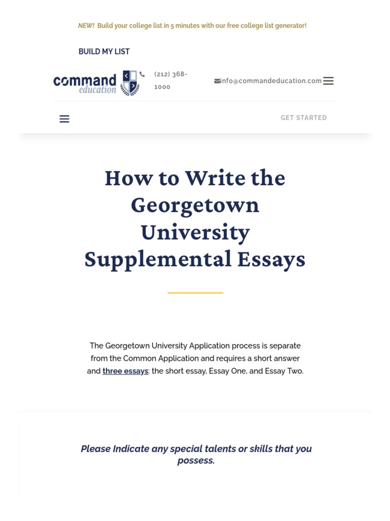 How to write the georgetown supplemental essays command education