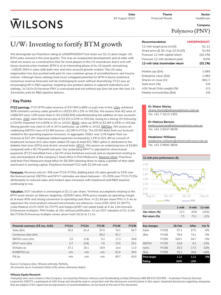 U w investing to fortify btm growth polynovo pnv pdf