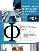 Introduction To The Philosophy of The Human Person - Week 1