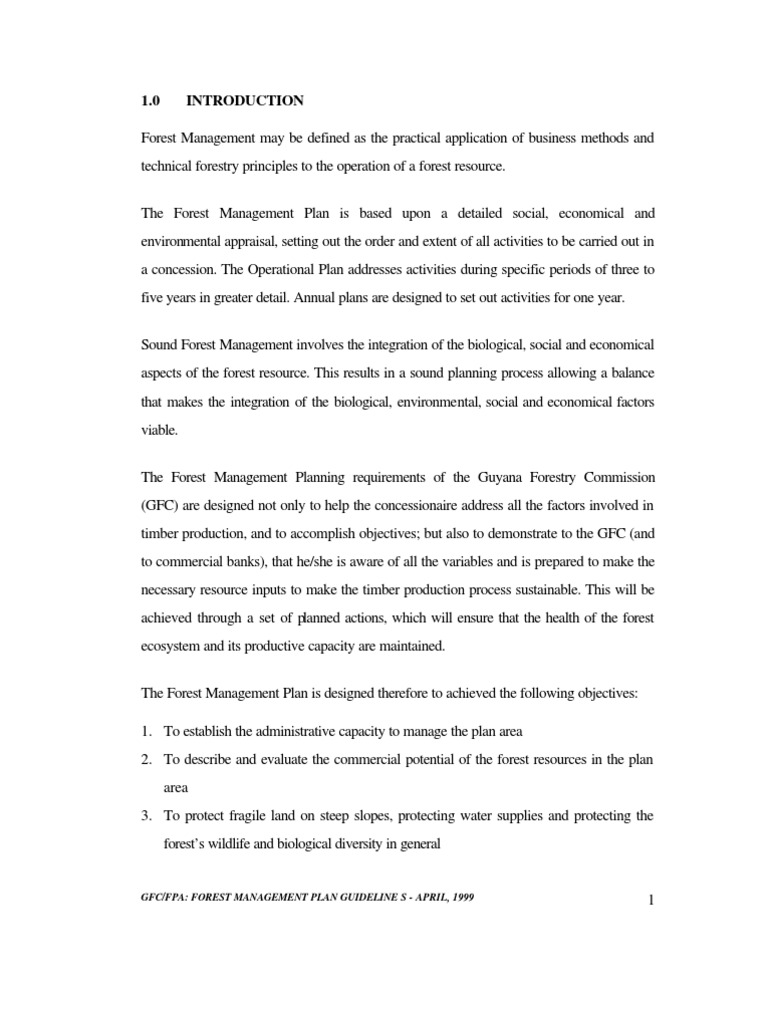 Forest Management Plan Guidelines PDF Forestry Forests