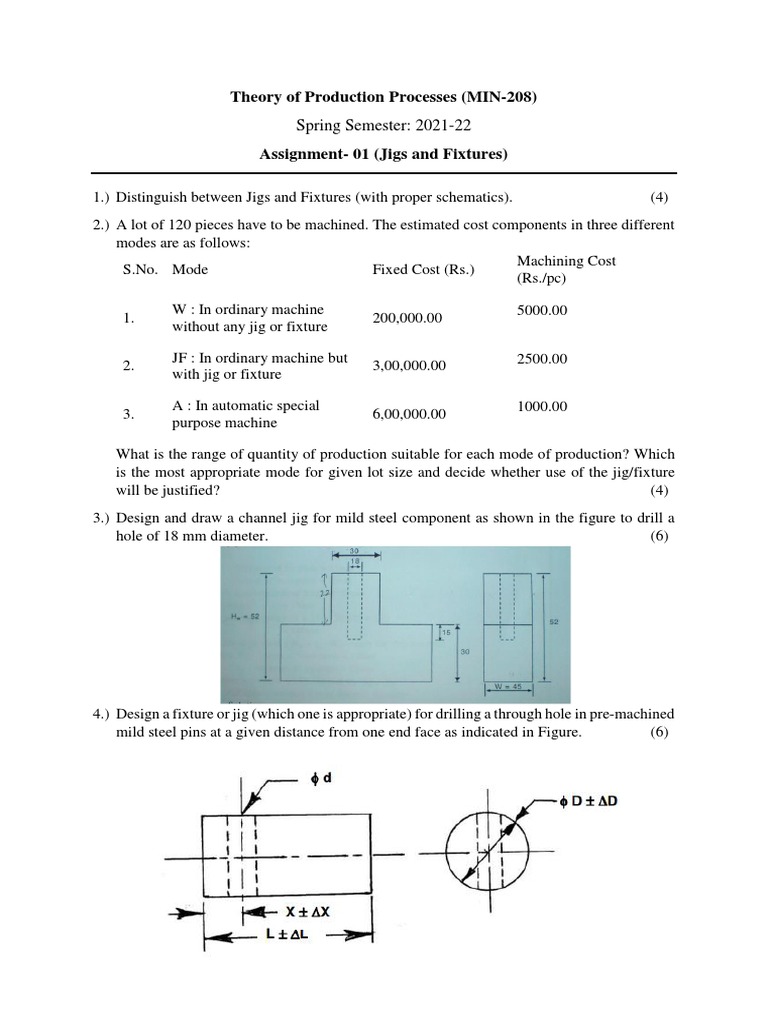 Jigs and Fixtures Design Assignment | PDF