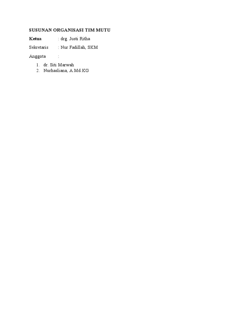 Struktur Tim Mutu dan Tugasnya | PDF