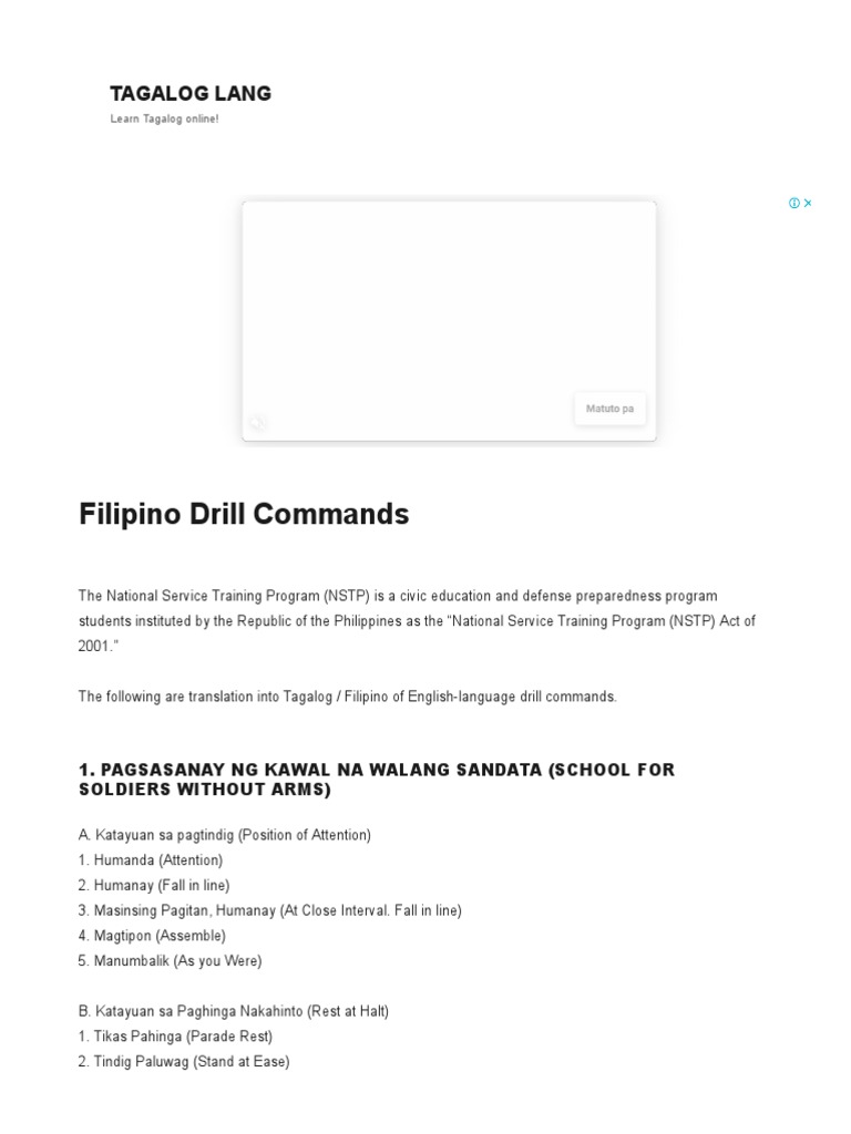 Filipino Drill Commands_ Tagalog to English_ Dictionary Online PDF