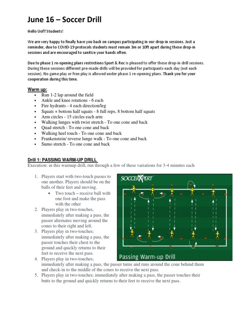UofT Soccer Drill Session Guide | PDF | Ball Games | Team Sports