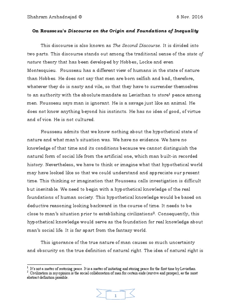 On Rousseaus Discourse On The Origin and PDF Jean Jacques Rousseau