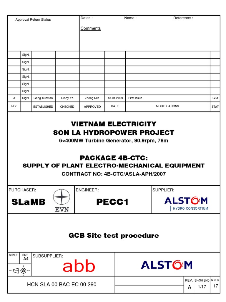 HCN Sla 00 Bac Ec 00 260-A GCB Site Test Procedure | PDF | Transformer ...
