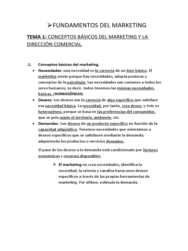 TEMA 1 Fundamentos Del Marketing (Apuntes) .2018 - 2019 | PDF ...
