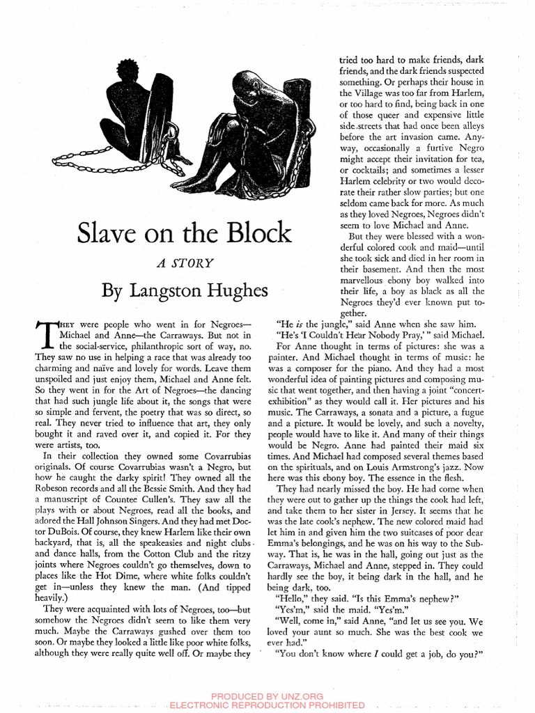 Langston Hughes Slave On The Block PDF