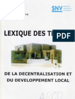 Lexique Des Termes de La Decentralisation Et Du Developpement Local