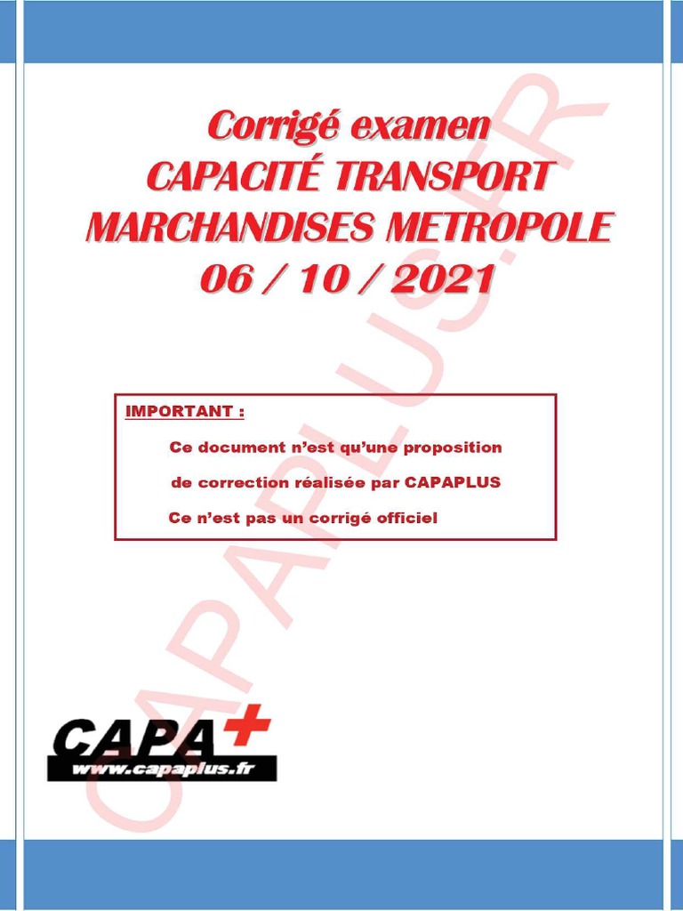 Corrige Marchandises National 2021 Capaplus | PDF