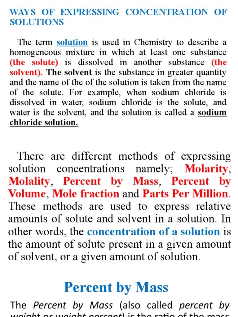 Percent by Volume and Mass | PDF | Concentration | Mass Fraction (Chemistry), image size:768x1024