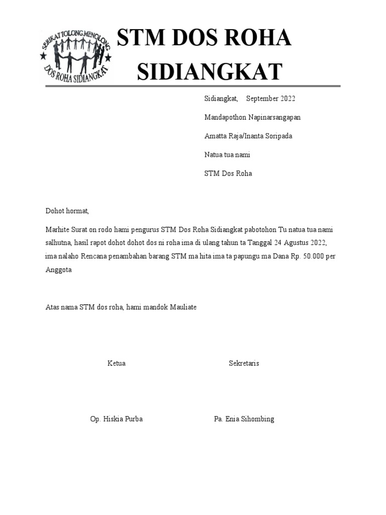 Surat STM Dos Roha Sidiangkat 2022 | PDF