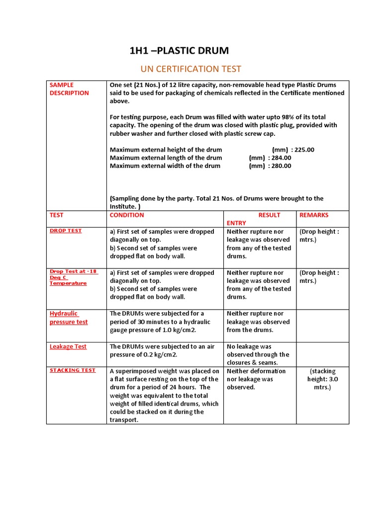 1H1 Plastic Drum Non Removable Head PDF Fracture Applied And Interdisciplinary Physics