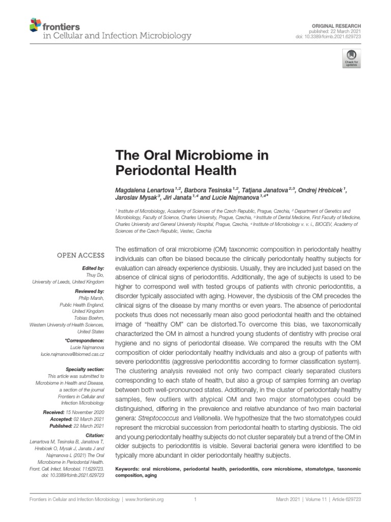 The Oral Microbiome in Periodontal Disease PDF Periodontology Dna