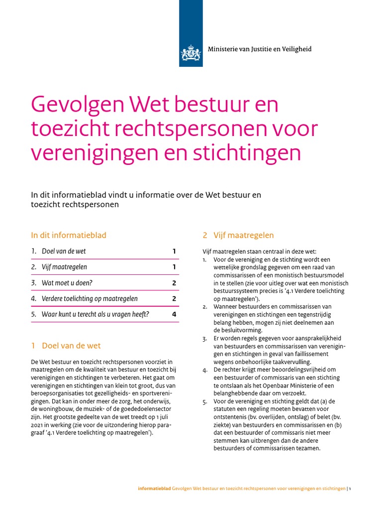 Informatieblad Wet Bestuur en Toezicht Rechtspersonen PDF