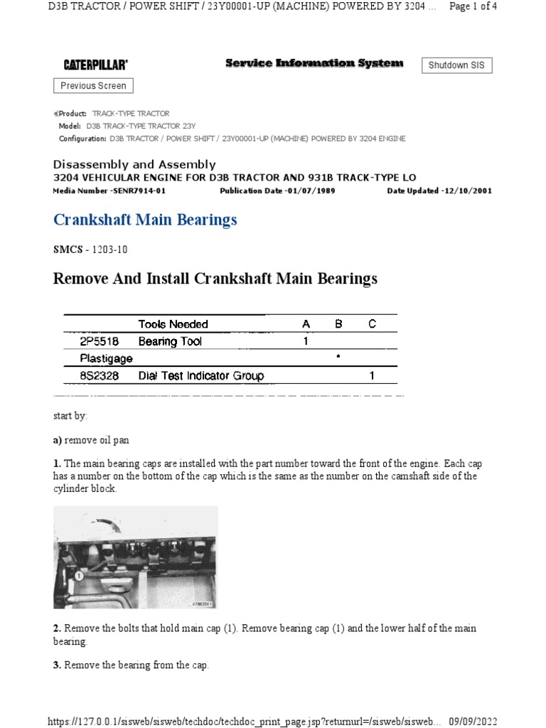 Crankshaft Main Bearing | PDF | Bearing (Mechanical) | Screw
