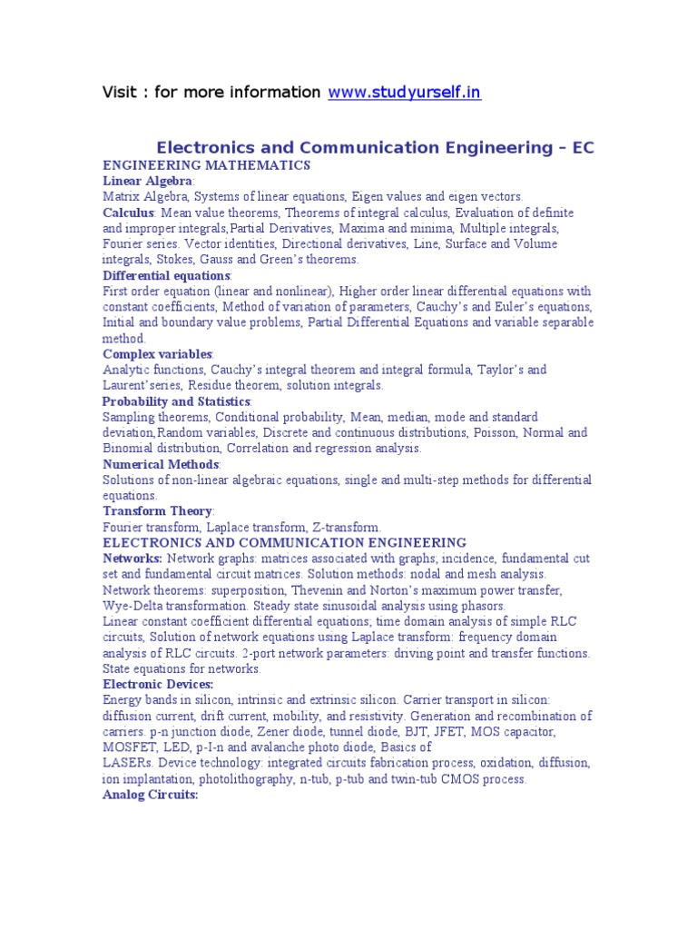 ECE Curriculum Overview and Topics | PDF | Electronic Circuits | Mosfet