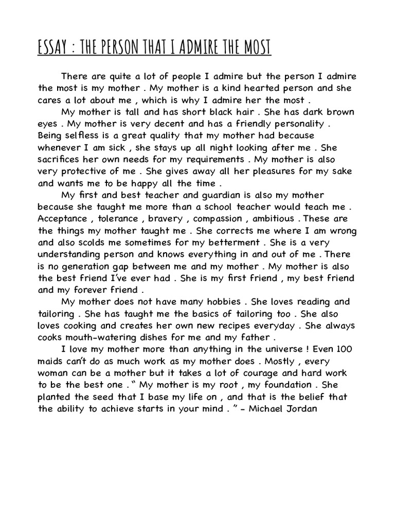 My Mother: The Person I Admire Most | PDF