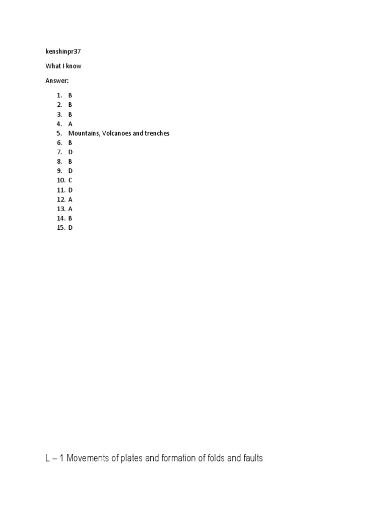 Movement Of Plates And Formation Of Folds And Faults Pdf Plate