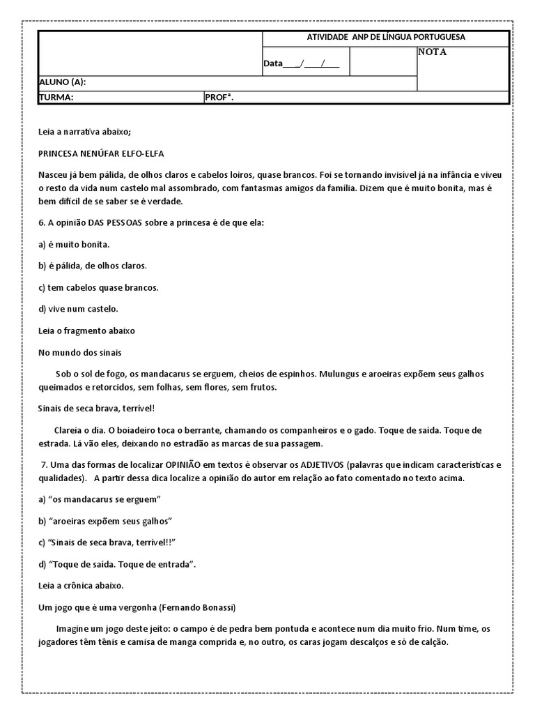 Atividade 46,01 Fato e Opinião | PDF