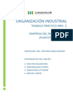 Organización Industrial: Trabajo Práctico Nro. 2 Empresa Del Rubro Textil (Puntotextil S.R.L.)