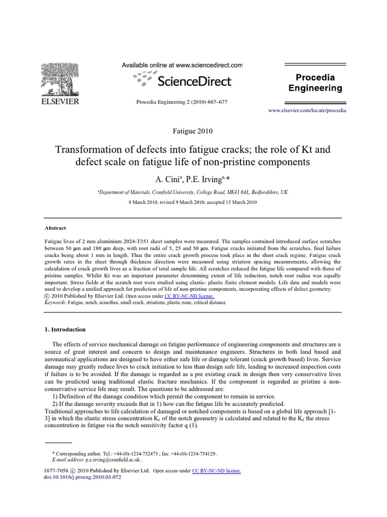 Cini, Irving - 2010 - Transformation of Defects Into Fatigue Cracks The ...