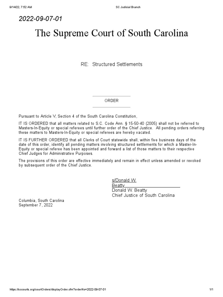 Structured settlement order pdf