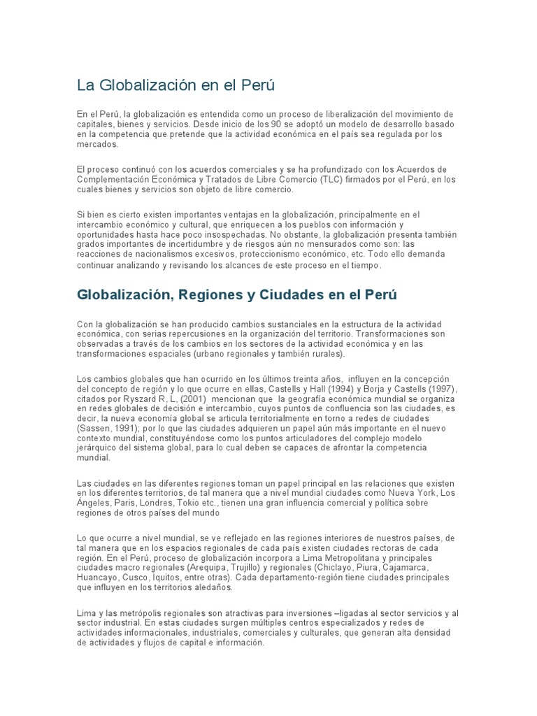 Impacto de la Globalización en el Perú | PDF | Globalización | Perú