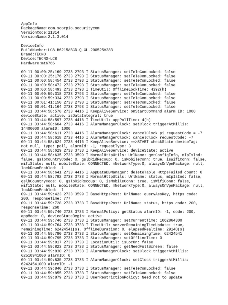 TECNO SecurityCom App Log Details | PDF | Computer Engineering ...