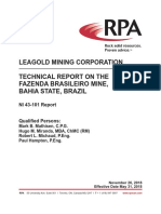 Technical Report Fazenda Brasileiro Mine