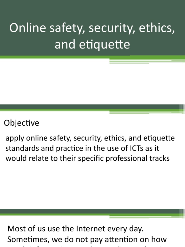 Quarter 1 Week 2 Online Safety Security Ethics and Etiquette | PDF ...