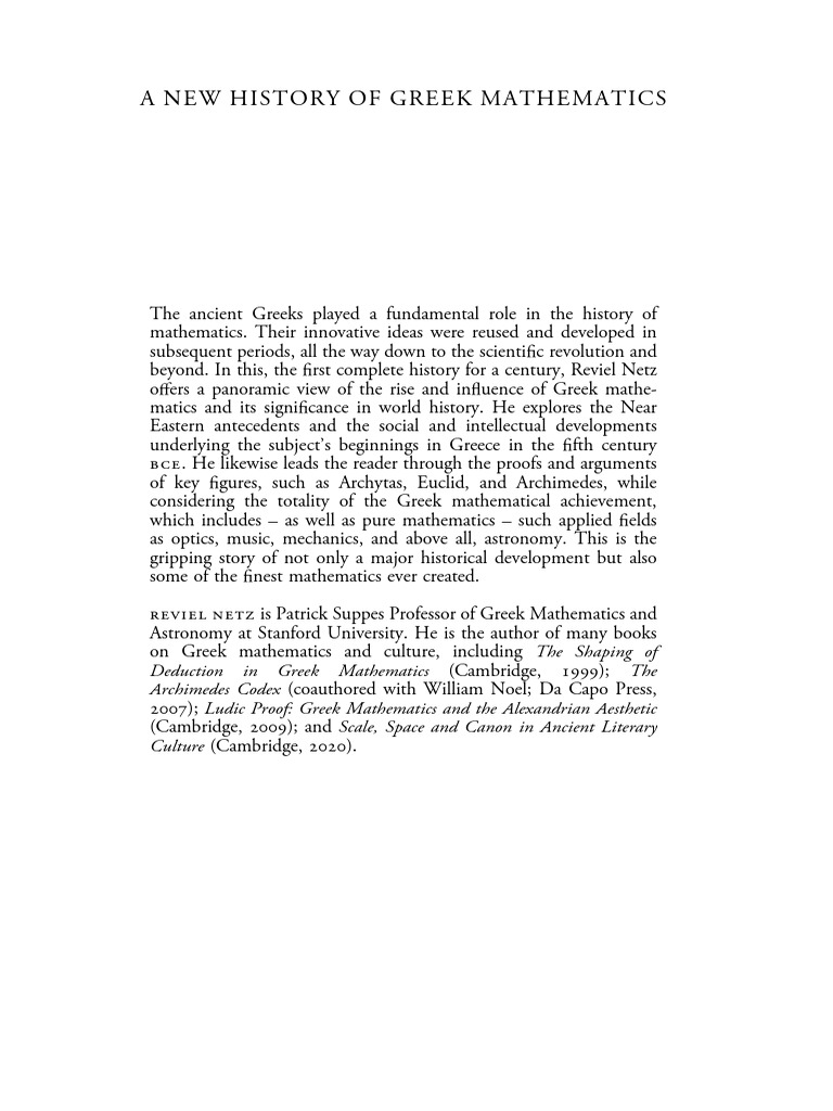 Reviel netz a new history of greek mathematics cambridge university