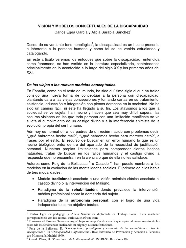 Modelos de Discapacidad | PDF | Invalidez | Discapacidad intelectual