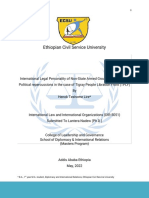 International Legal Personality of Non State Armed Groups: Political Repercussions in The Case of Tigray People Libration Front TPLF