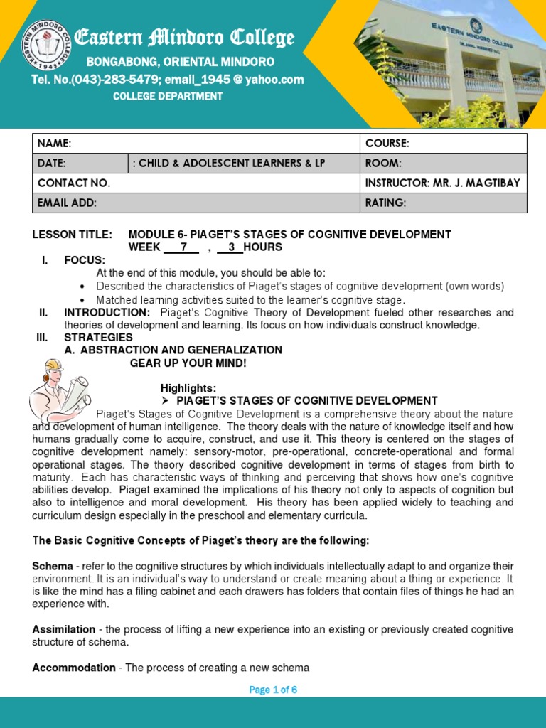 Piaget's Cognitive Development Stages | PDF | Cognitive Development ...