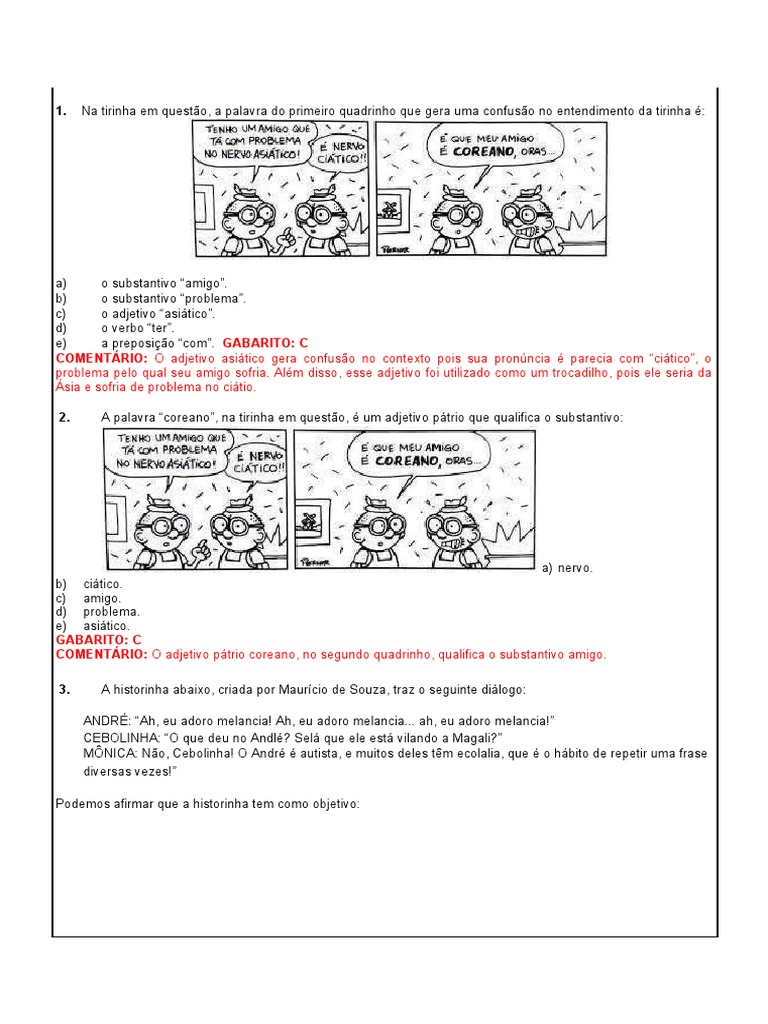 Tirinhas e Adjetivos no Ensino Fundamental | PDF | Anne Frank | Linguística