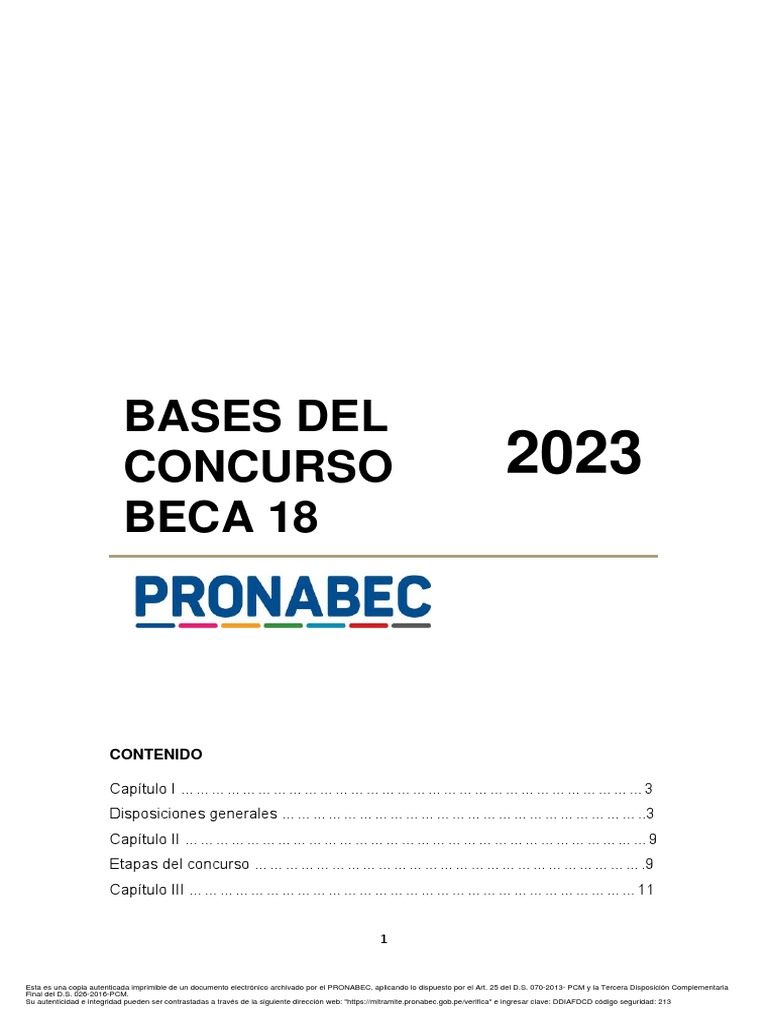 Bases Concurso Beca 18 Convocatoria 2023 | PDF | Educación más alta ...
