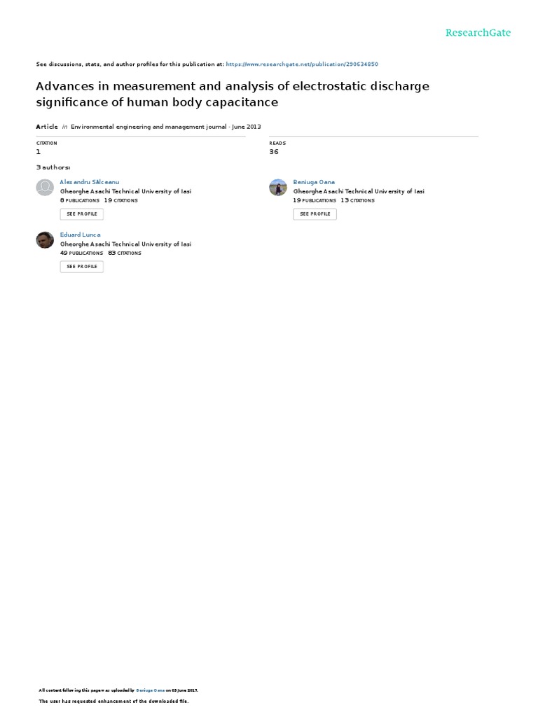 Advances in Measurement and Analysis of Electrostatic Discharge