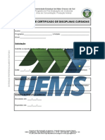 Certificado de disciplinas cursadas Pós-Graduação Zootecnia UEMS