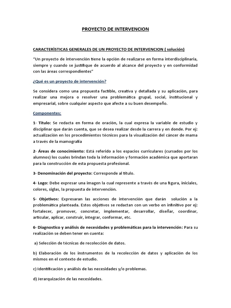 Proyecto de Intervencion 2022 | Descargar gratis PDF | Business | Diseño