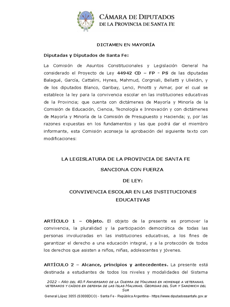 Ley de Convivencia Escolar en Argentina | PDF | Abuso infantil | Acoso ...