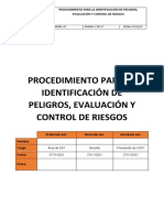 Pm-sst-p-01 Procedimiento para La Identificación de Peligros, Evaluacion de Riesgos y Control