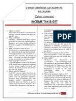 Income Tax & GST: 2 Mark Questions With Answers - (Calicut University)