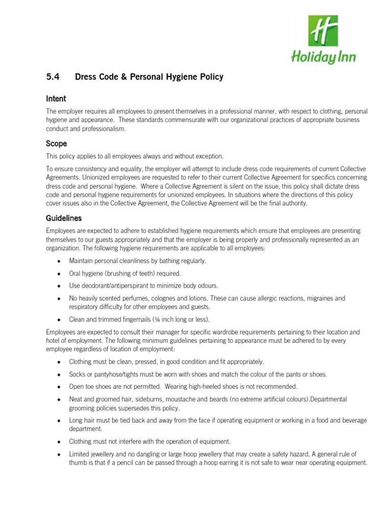 Holiday-Inn-Policy-and-Procedure-Manual-Section5-4 | PDF | Hygiene ...