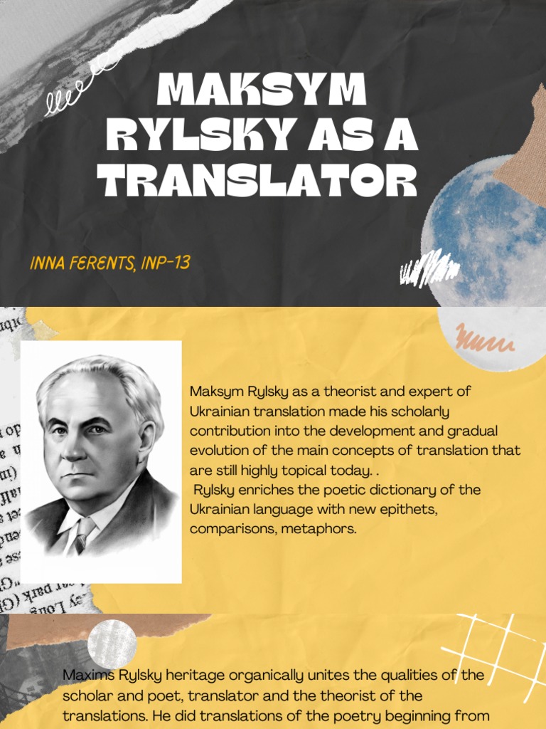 Maksym rylsky as a translator pdf translations linguistics