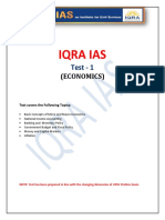 IQRA IAS Test 1 (Economics) covers key concepts