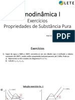 Termodinâmica I -Exercícios de Propriedades de Substâncias Puras