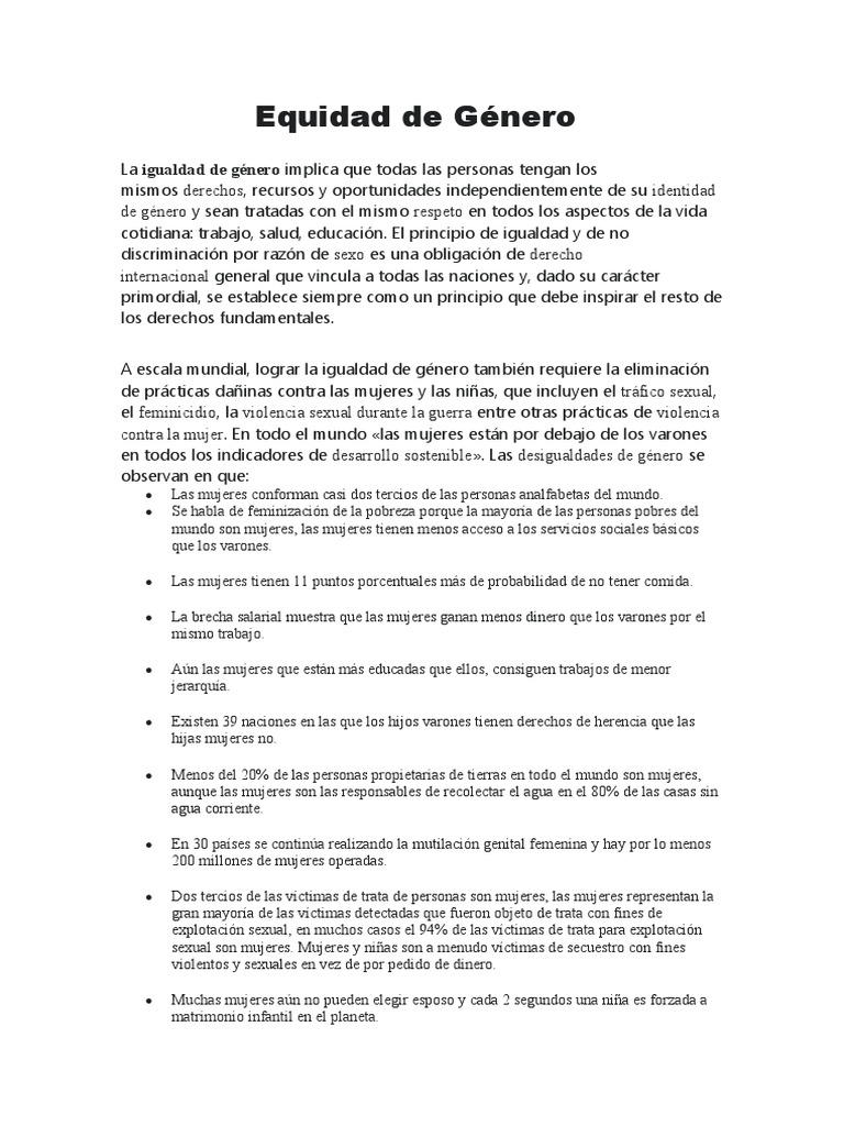Desigualdades y Equidad de Género | PDF | Estudios de género | Igualdad ...