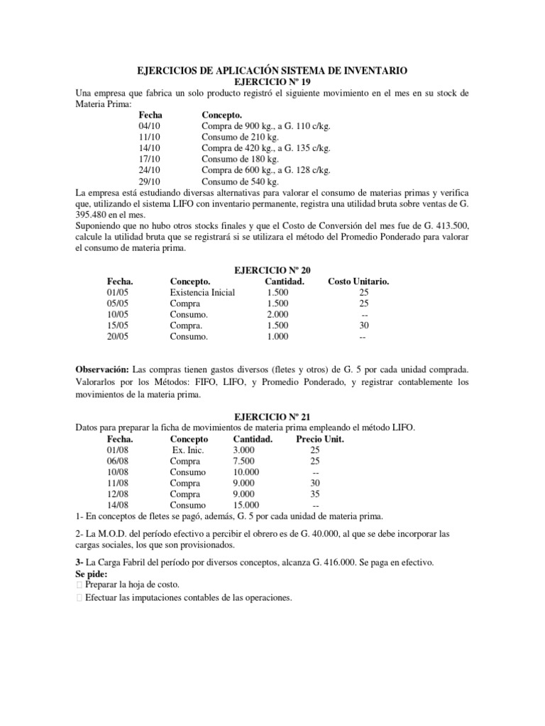 Ejercicios de Inventarios y Costos | PDF | Inventario | Business